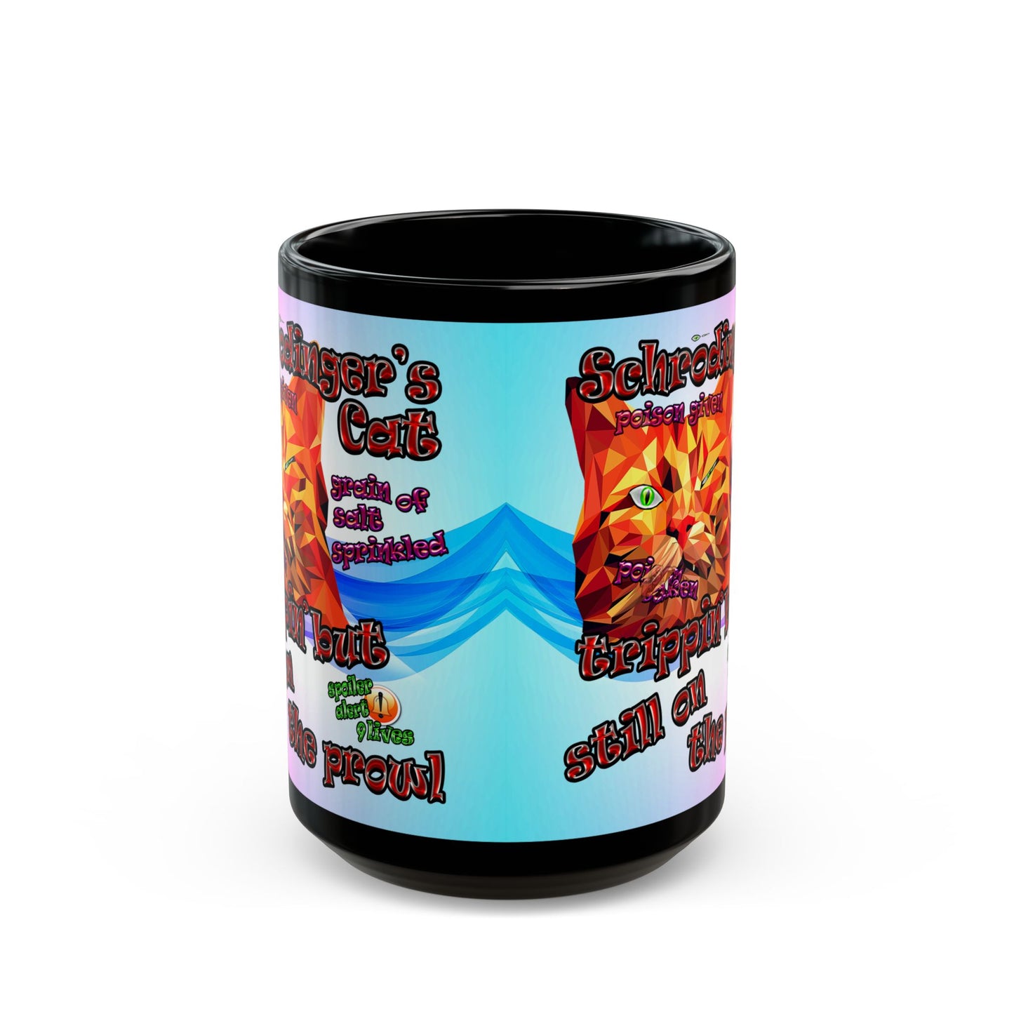 schrodinger's cat - Black Mug (light blue-pink wave)