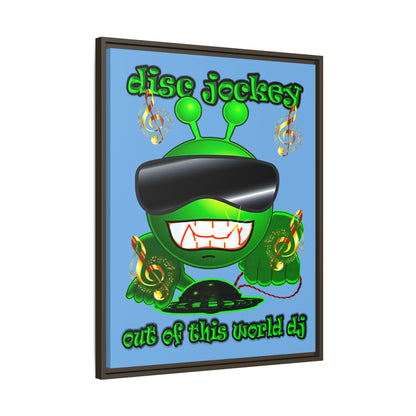 disc jockey - framed canvas art (light blue)