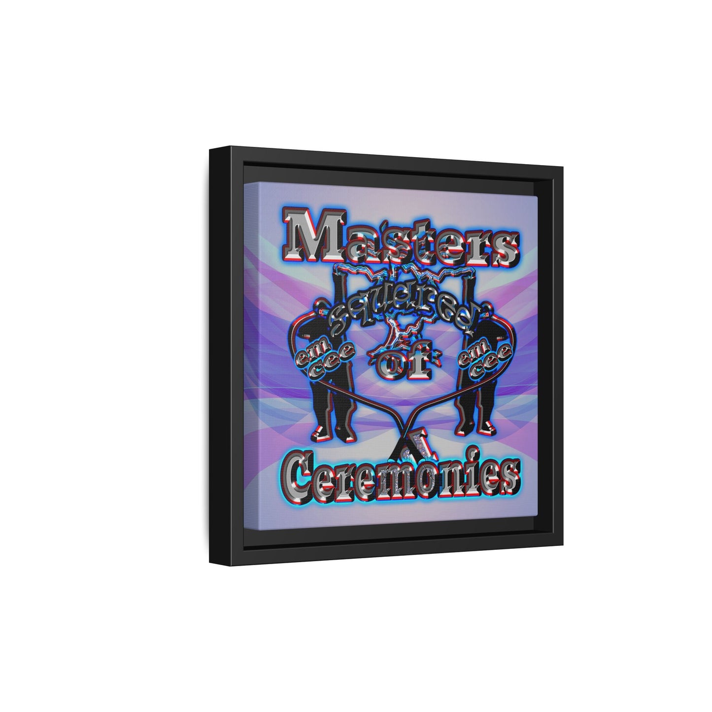 em cee squared - framed canvas art (light blue-pink wave)
