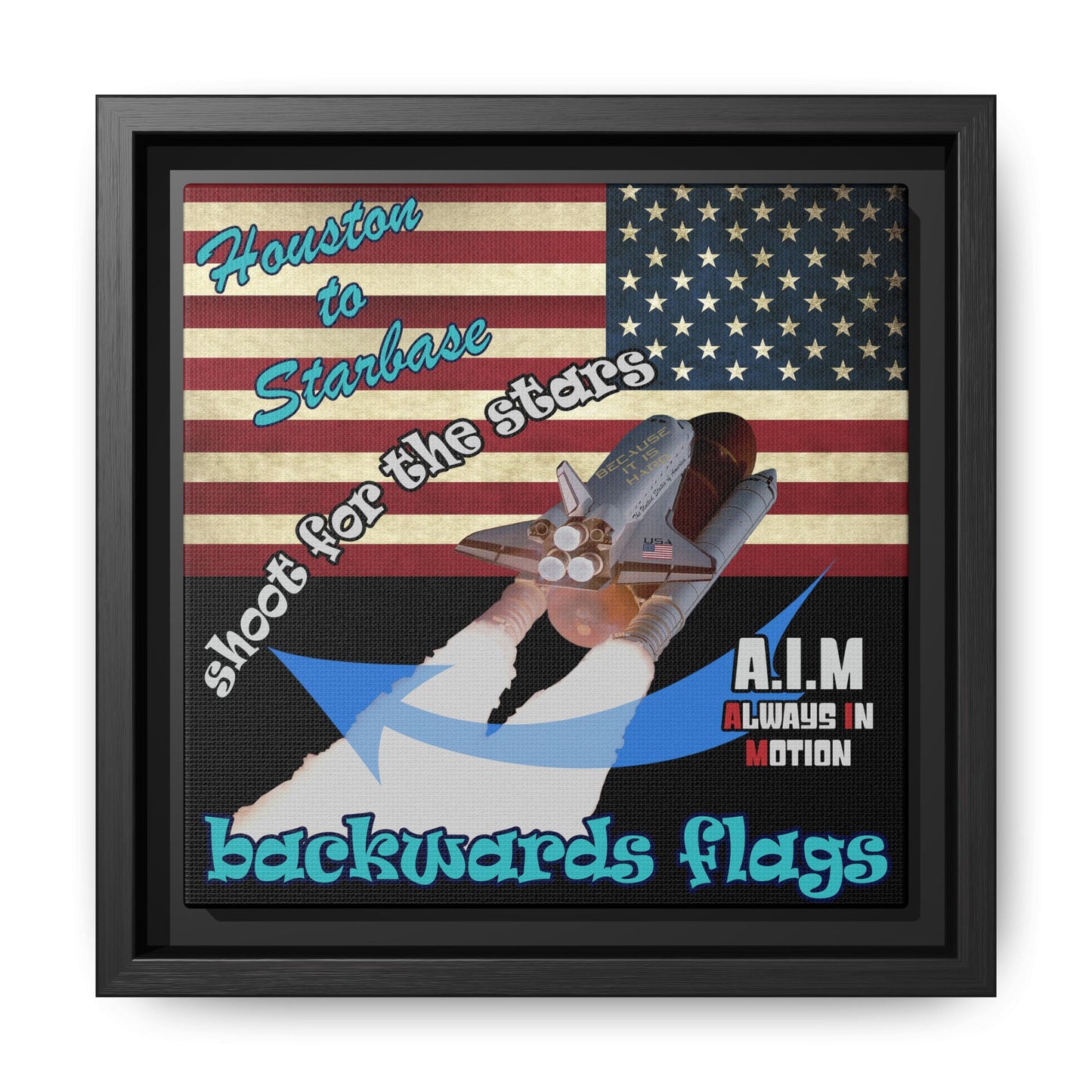 shoot for the stars - framed canvas art (black)