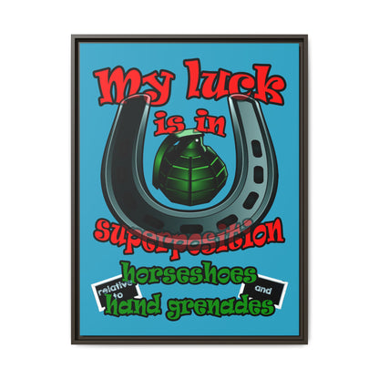 my luck - framed canvas art (turquoise)