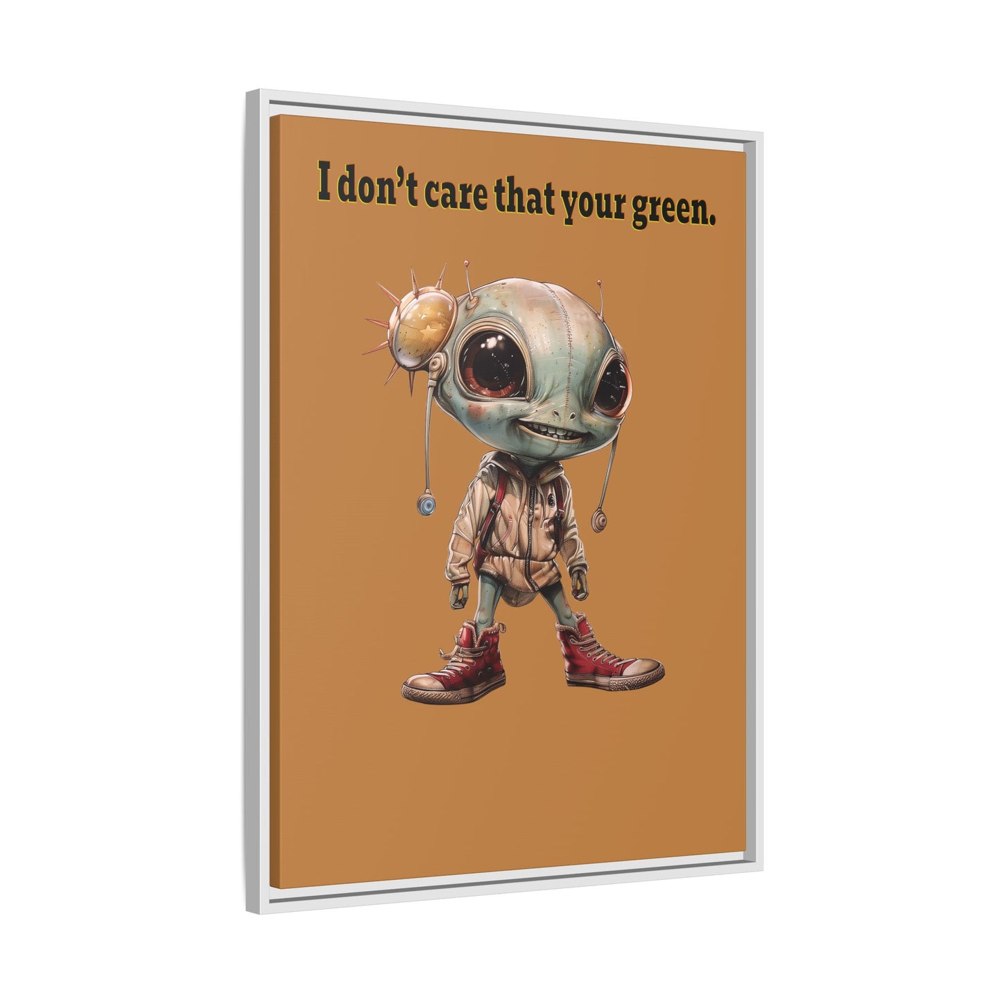 I don't care that your green - framed canvas art (light brown)