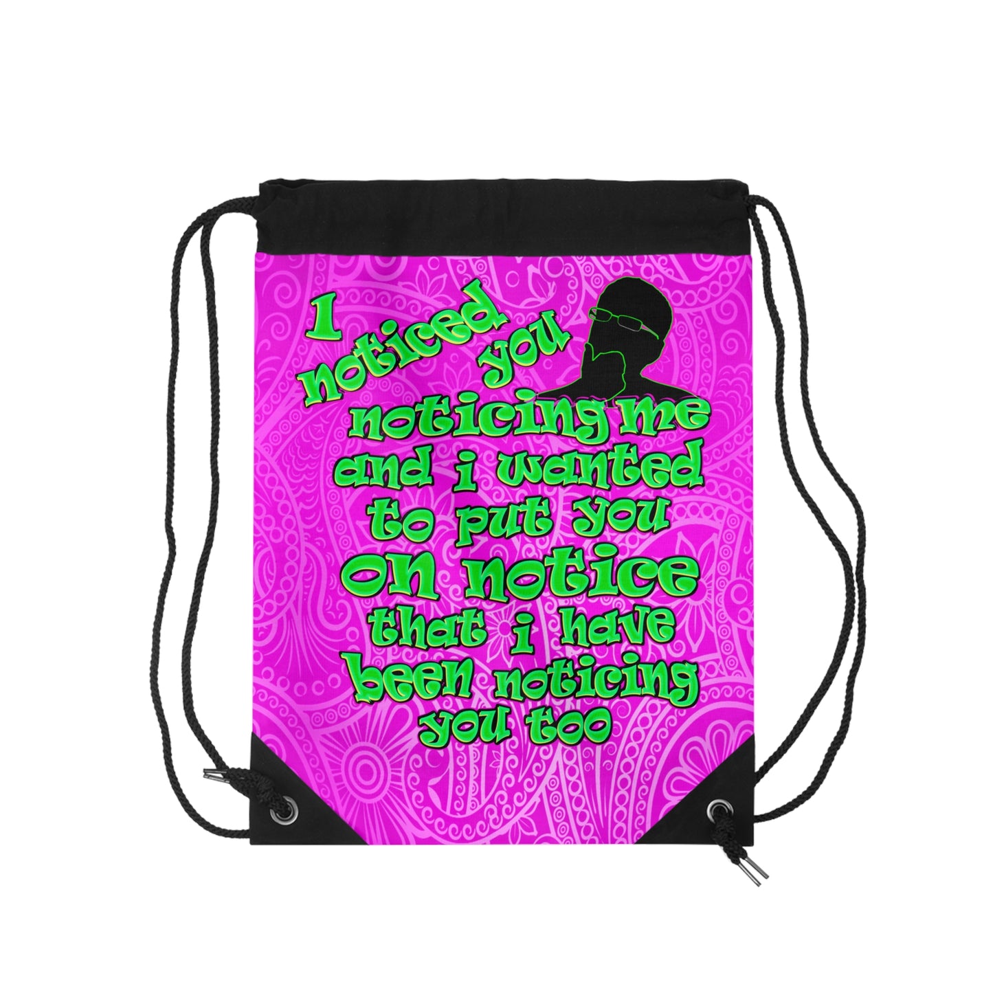 noticed you noticing - Drawstring Bag (pink swirl)
