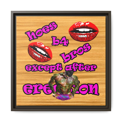 hoes b4 bros - framed canvas art (butterscotch wood finish)