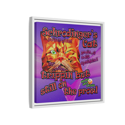 schrodinger's cat - framed canvas art (purple-pink wave)