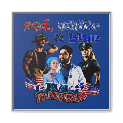 rw&b lives matter - framed canvas art (dark blue)