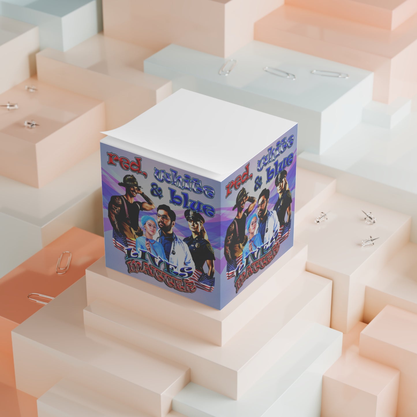 rw&b lives matter - note cube (light blue-pink wave)