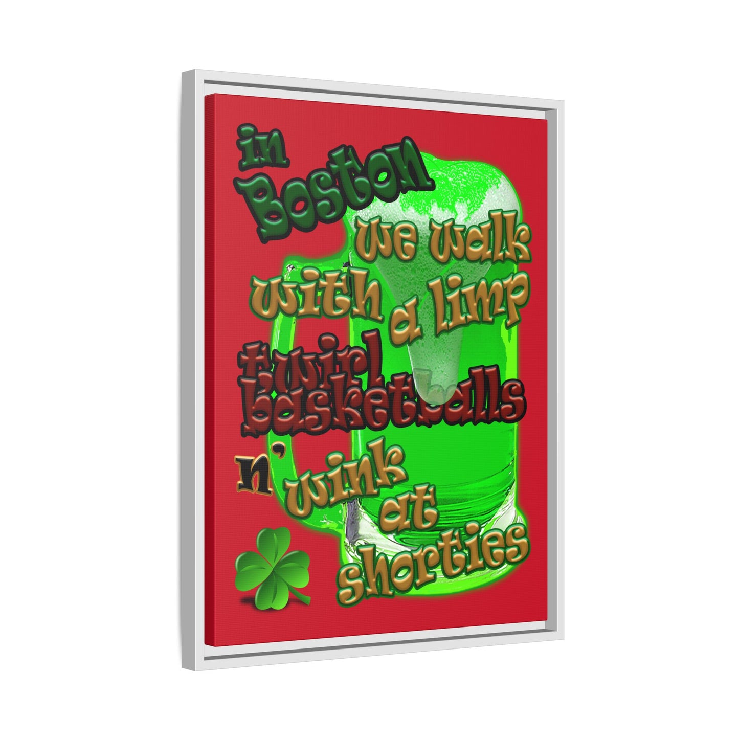 celtics logo - framed canvas art (dark red)