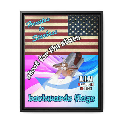 shoot for the stars - framed canvas art (light blue-pink wave)