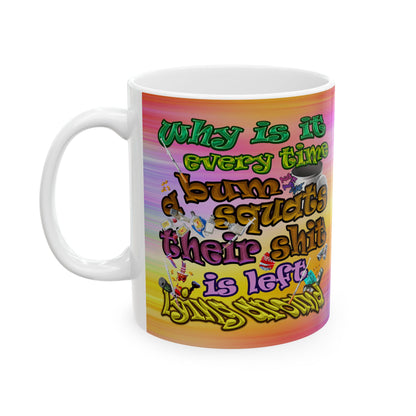 the bum's shit - White Mug (color blur)