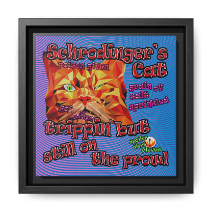 schrodinger's cat - framed canvas art (light blue-purple wave)