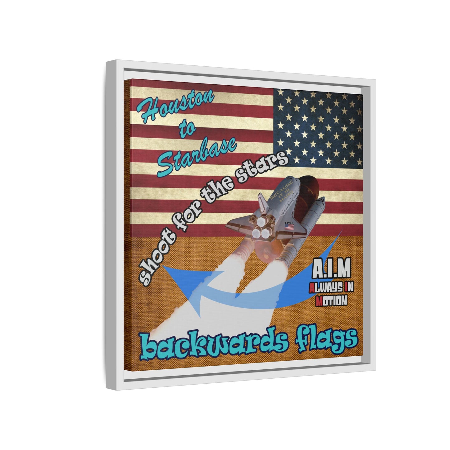 shoot for the stars - framed canvas art (brown papyrus)