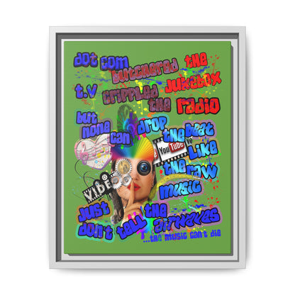drop the beat - framed canvas art (green)