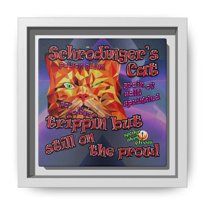schrodinger's cat - framed canvas art (grey-pink wave)