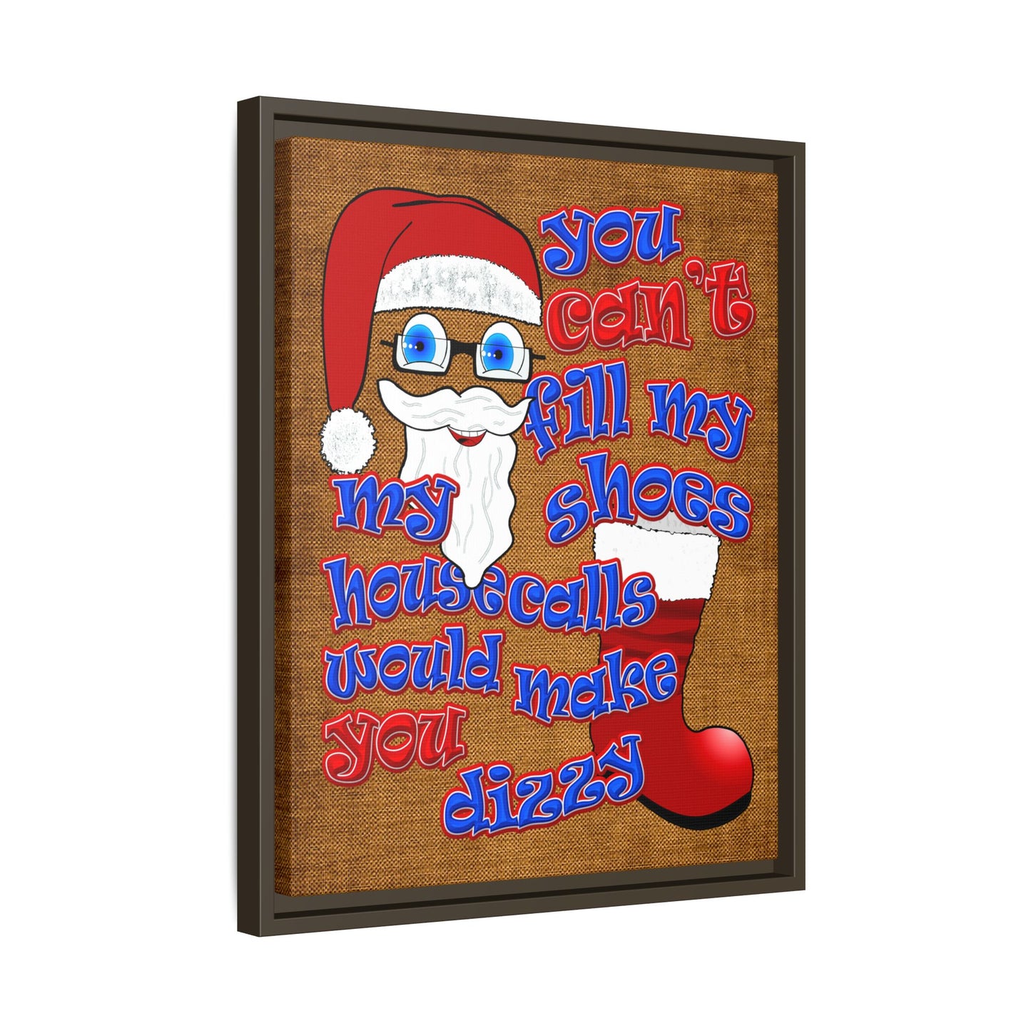 santa's shoes - framed canvas art (brown papyrus)