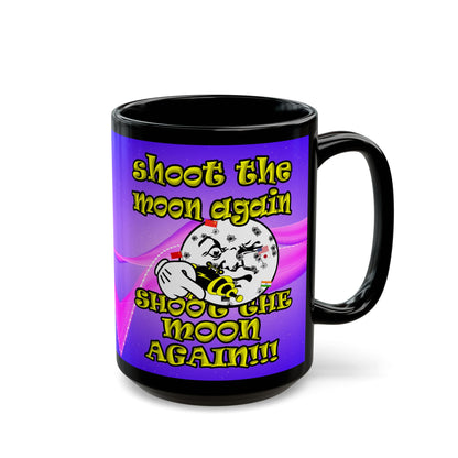 shoot the moon again - Black Mug (purple-pink wave)