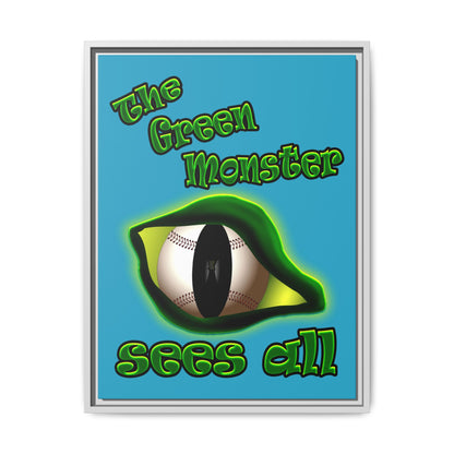 green monster - framed canvas art (turquoise)