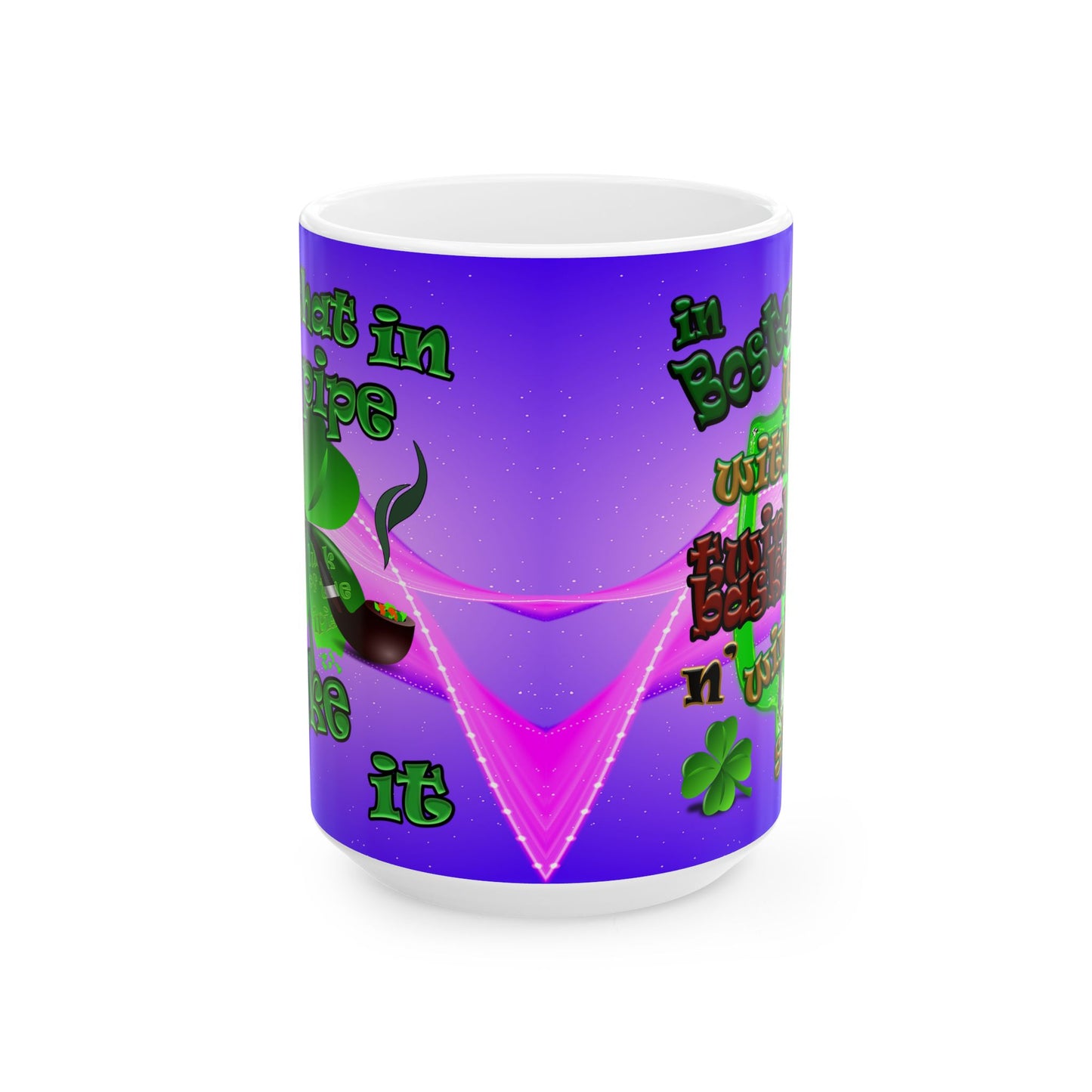celtics logo - White Mug (purple-pink wave)