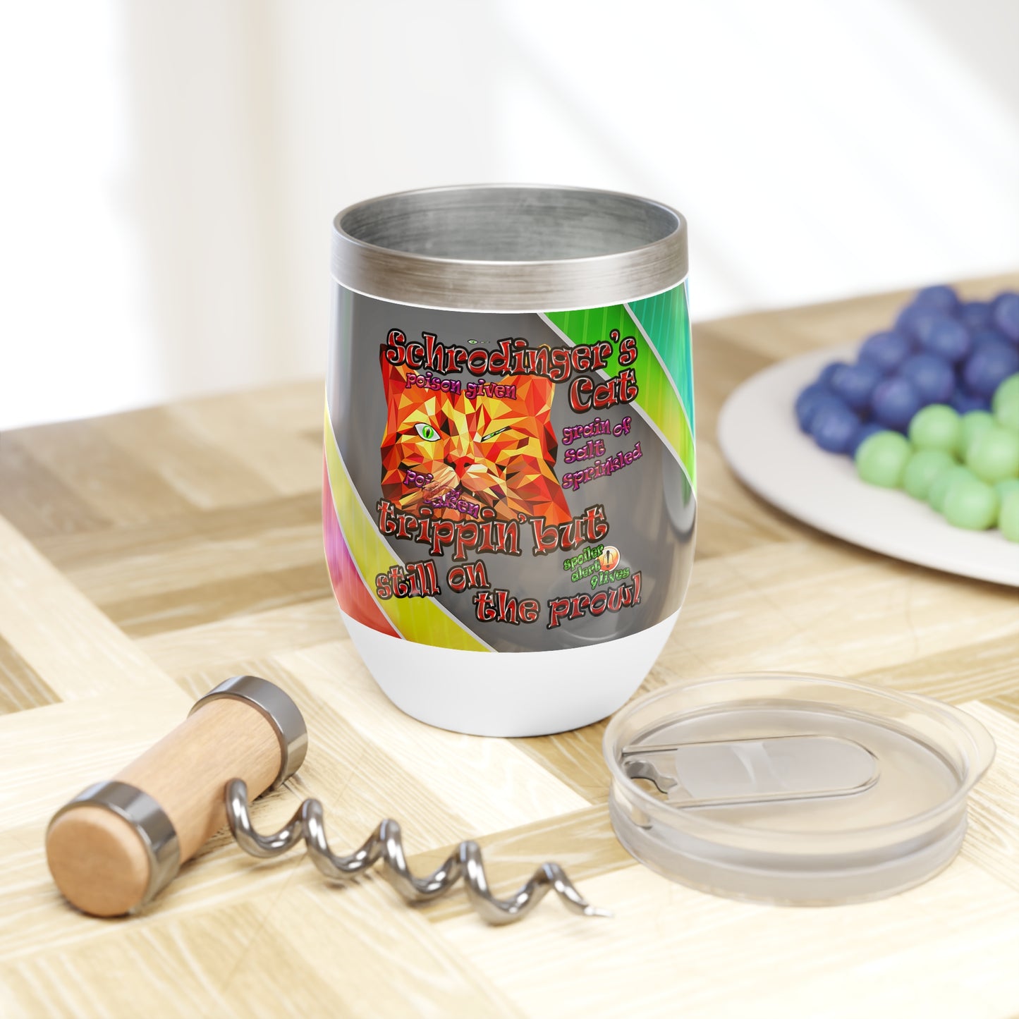 schrodinger's cat - Chill Wine Tumbler (rainbow split)