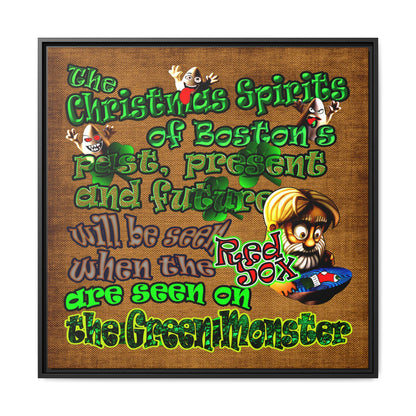 christmas spirits of boston - framed canvas art (brown papyrus)