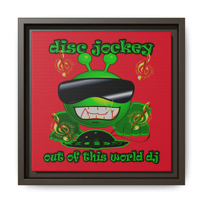 disc jockey - framed canvas art (dark red)