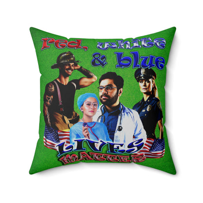 rw&b lives matter - Spun Polyester Square Pillow - (green turf)