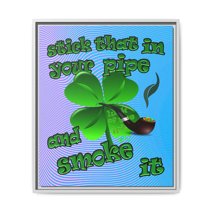 stick that in your pipe and smoke it - framed canvas art (light blue-purple wave)