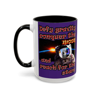 defy conquer reach - Accent Mug (purple)