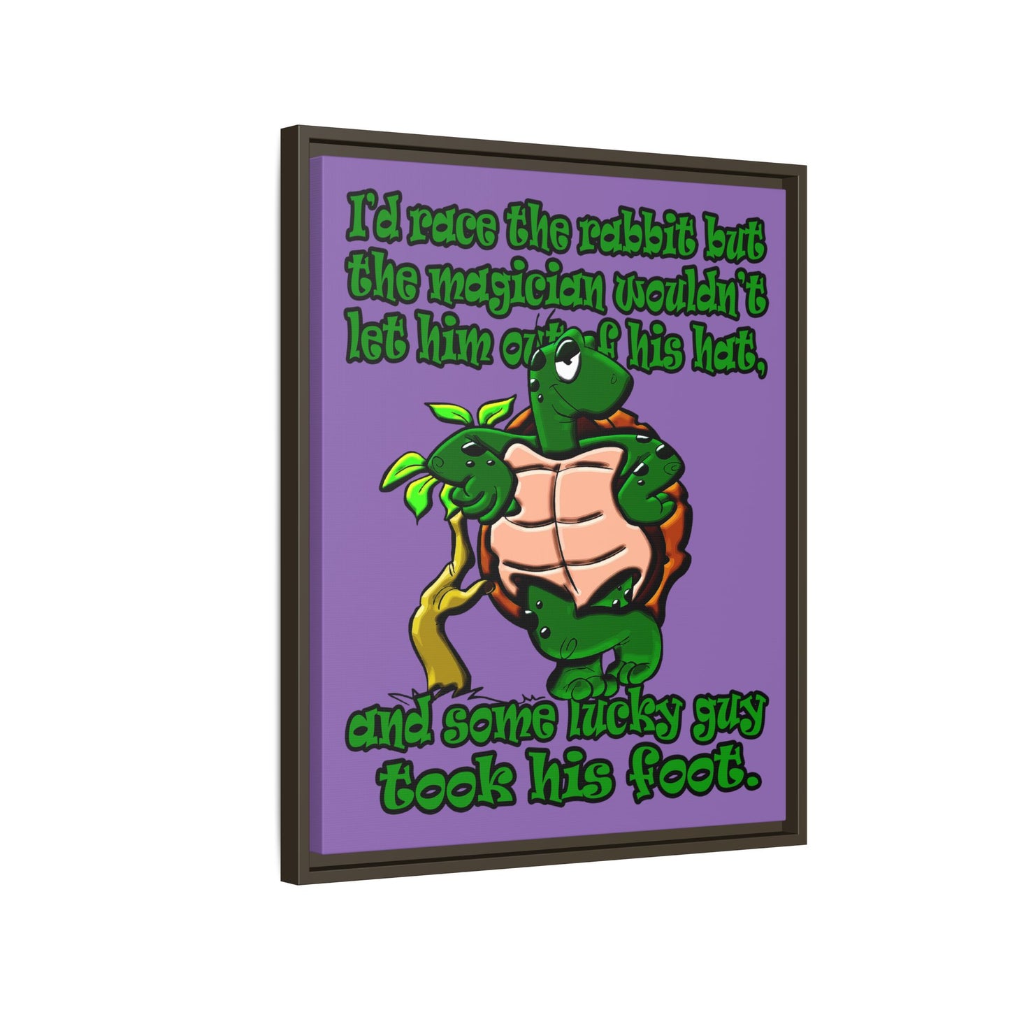 turtle race - framed canvas art (light purple)
