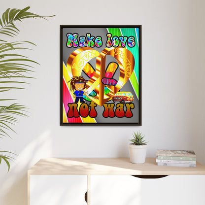 love peace - framed canvas art (rainbow split)