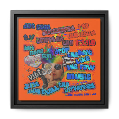 drop the beat - framed canvas art (orange)