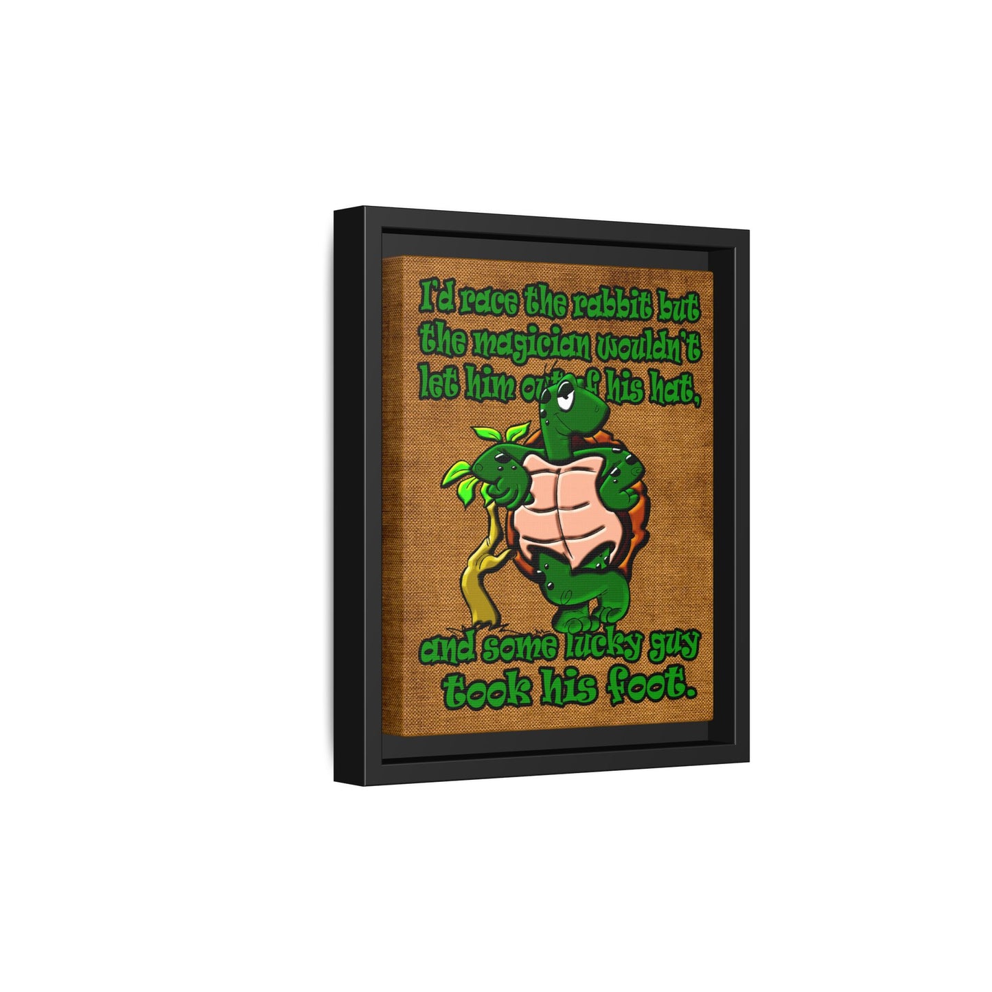 turtle race - framed canvas art (brown papyrus)