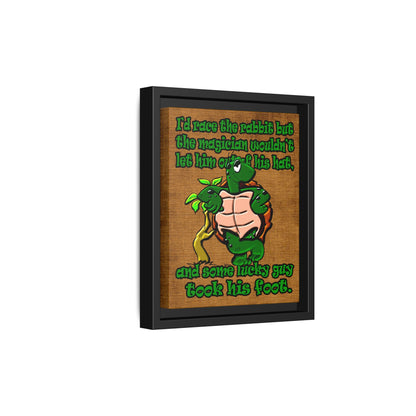 turtle race - framed canvas art (brown papyrus)
