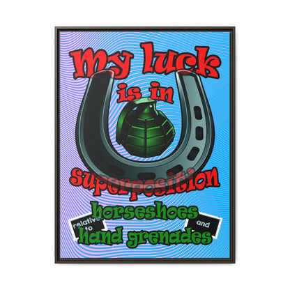 my luck - framed canvas art (light blue-purple wave)