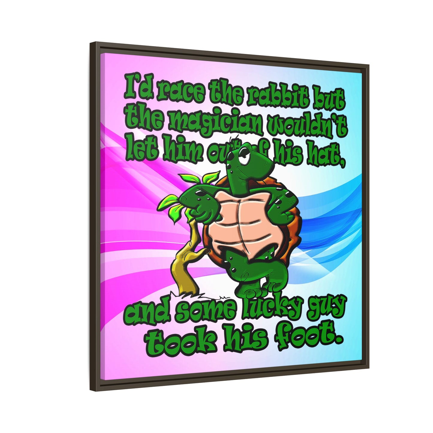 turtle race - framed canvas art (light blue-pink wave)