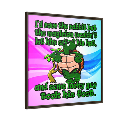turtle race - framed canvas art (light blue-pink wave)