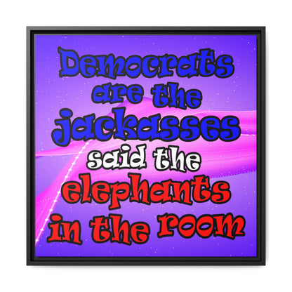 donkeys and elephants - framed canvas art (purple-pink wave)