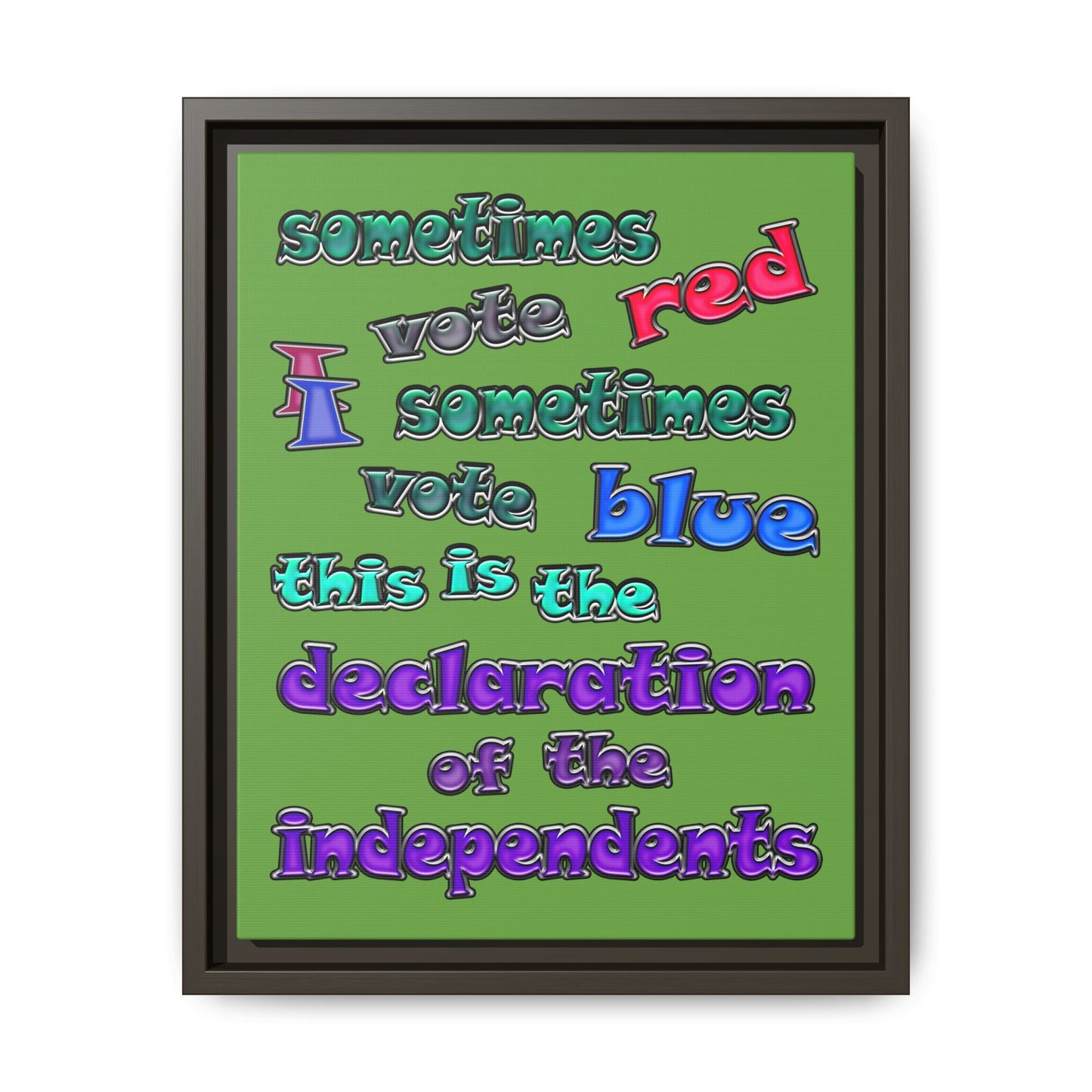 declaration of the independents - framed canvas art (green)