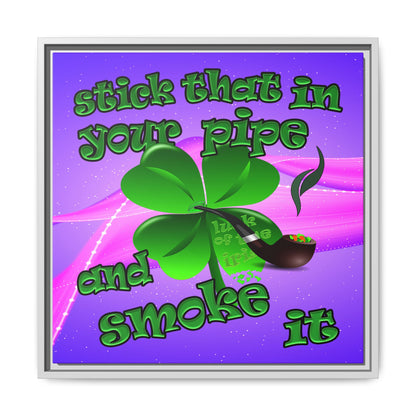 stick that in your pipe and smoke it - framed canvas art (purple-pink wave)