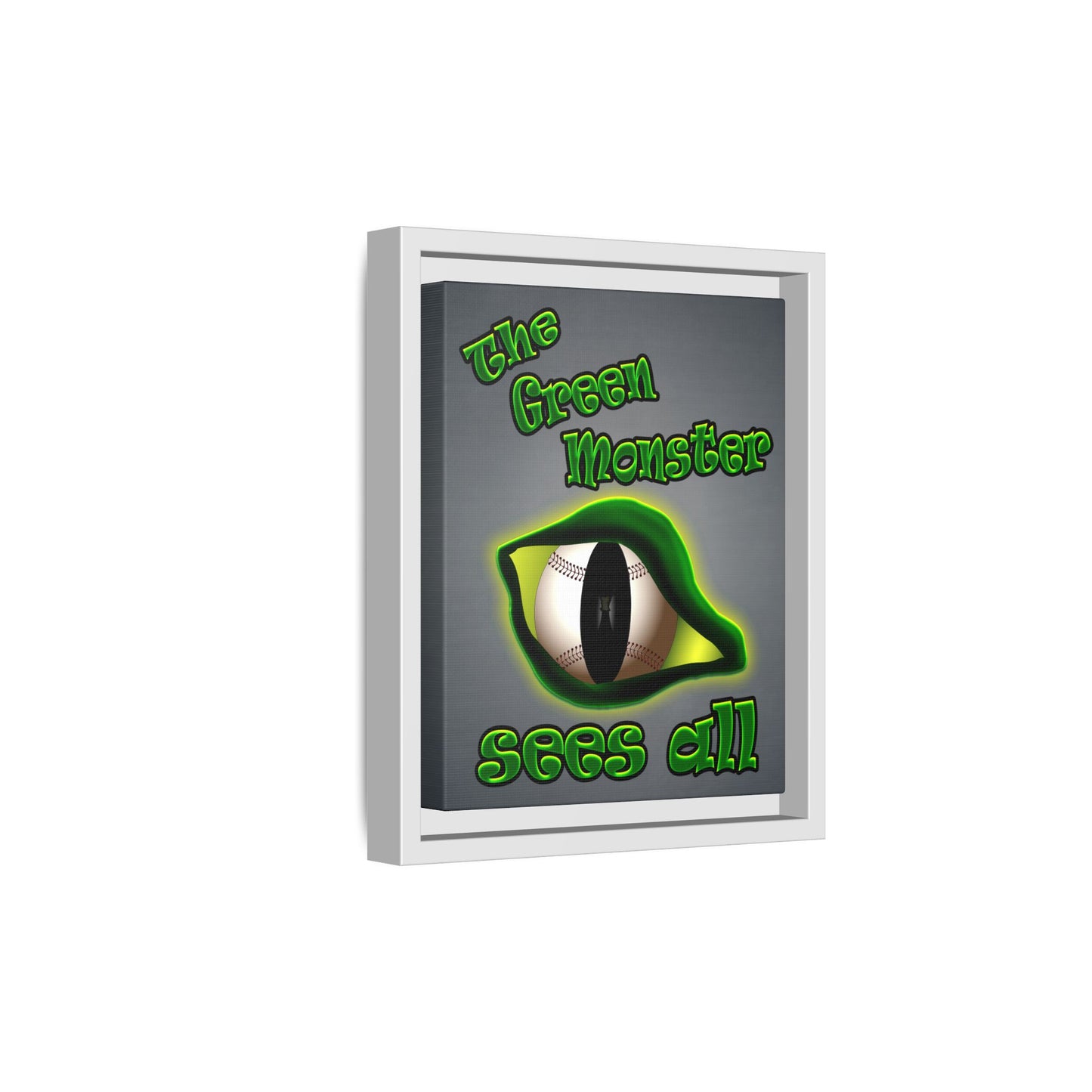 green monster - framed canvas art (grey-light grey)