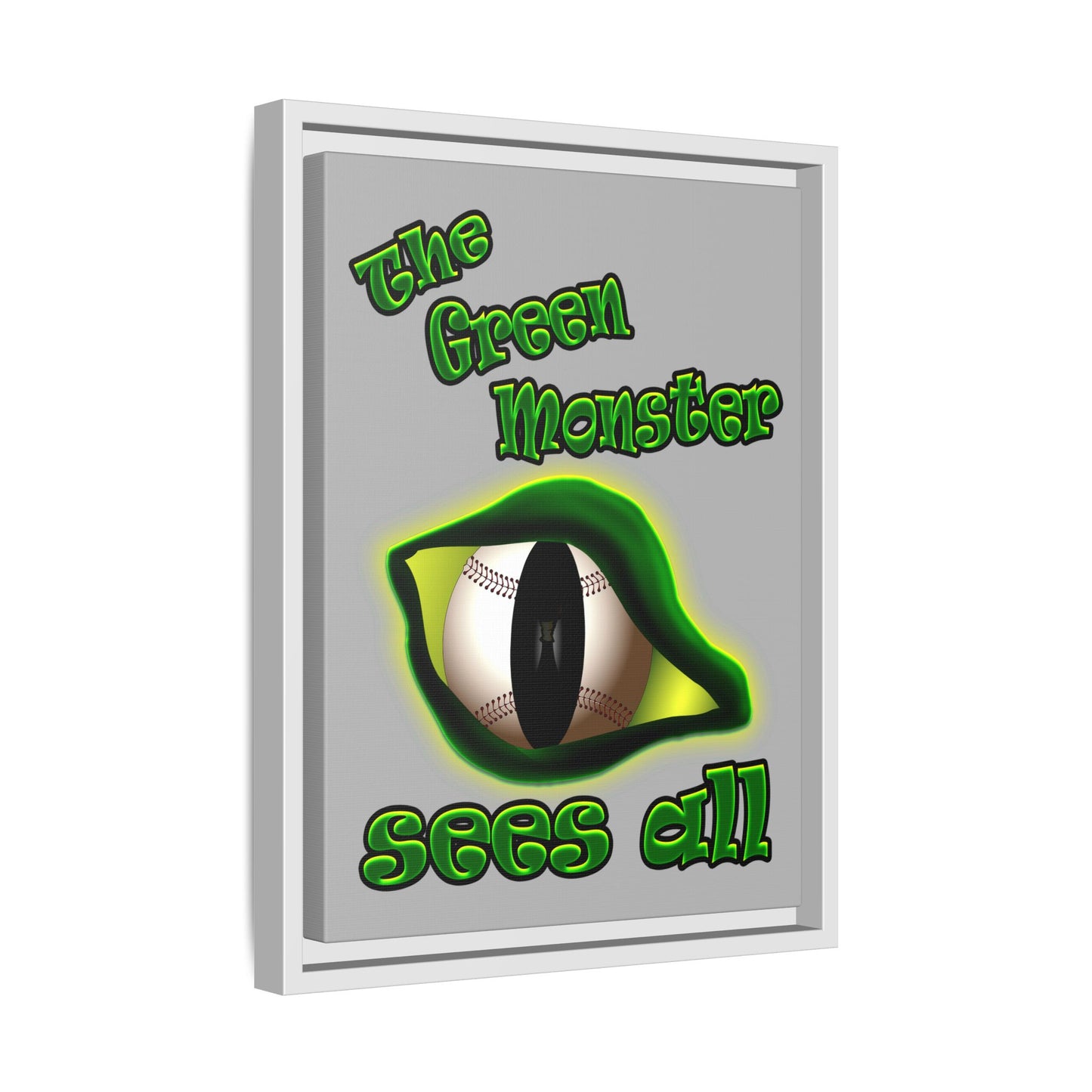 green monster - framed canvas art (light grey)