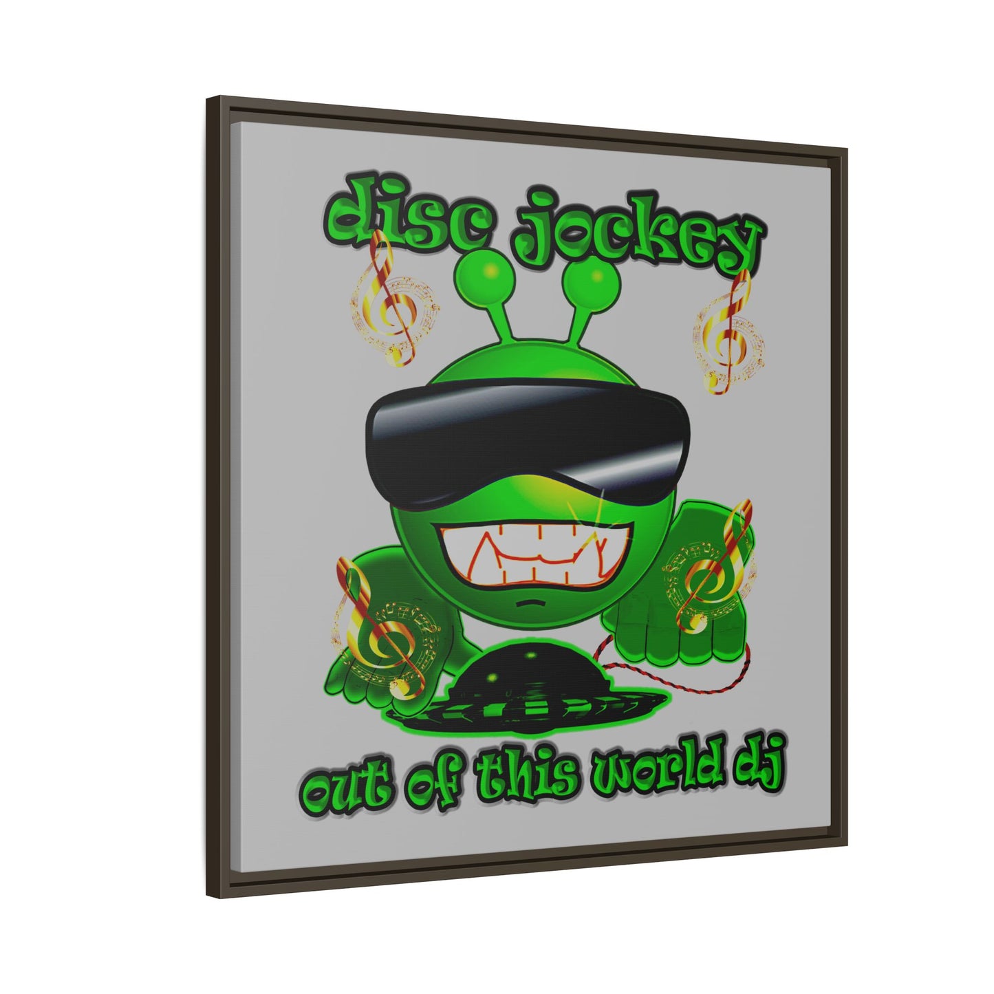 disc jockey - framed canvas art (light grey)