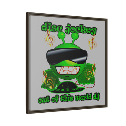 disc jockey - framed canvas art (light grey)