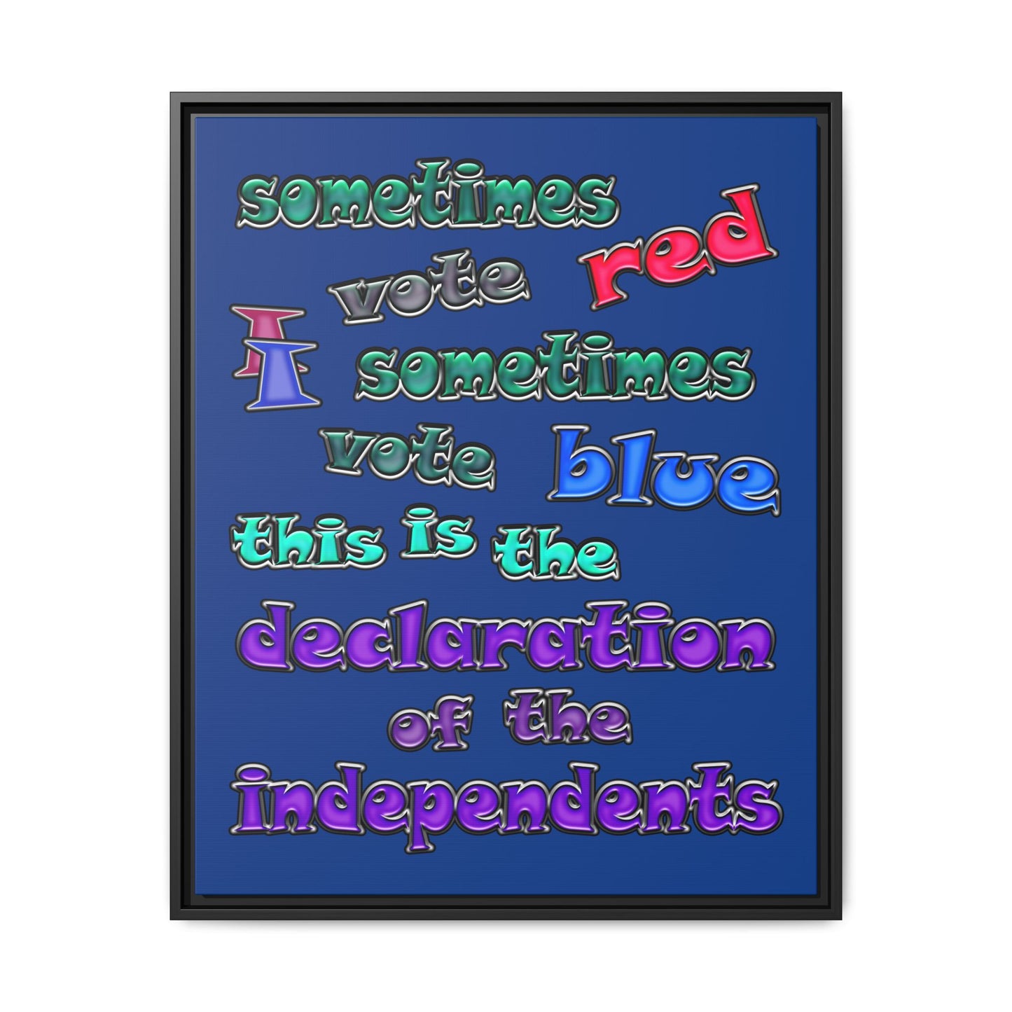 declaration of the independents - framed canvas art (dark blue)