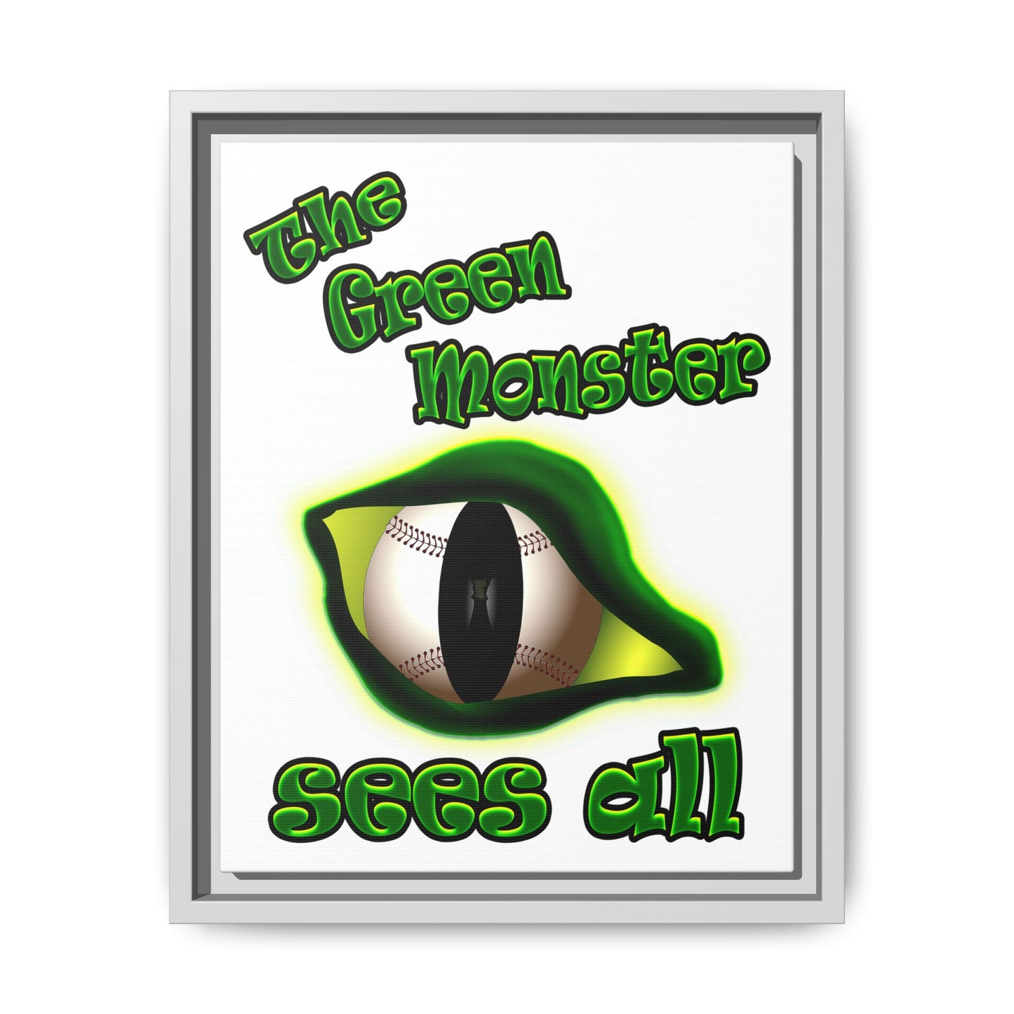 green monster - framed canvas art (white)