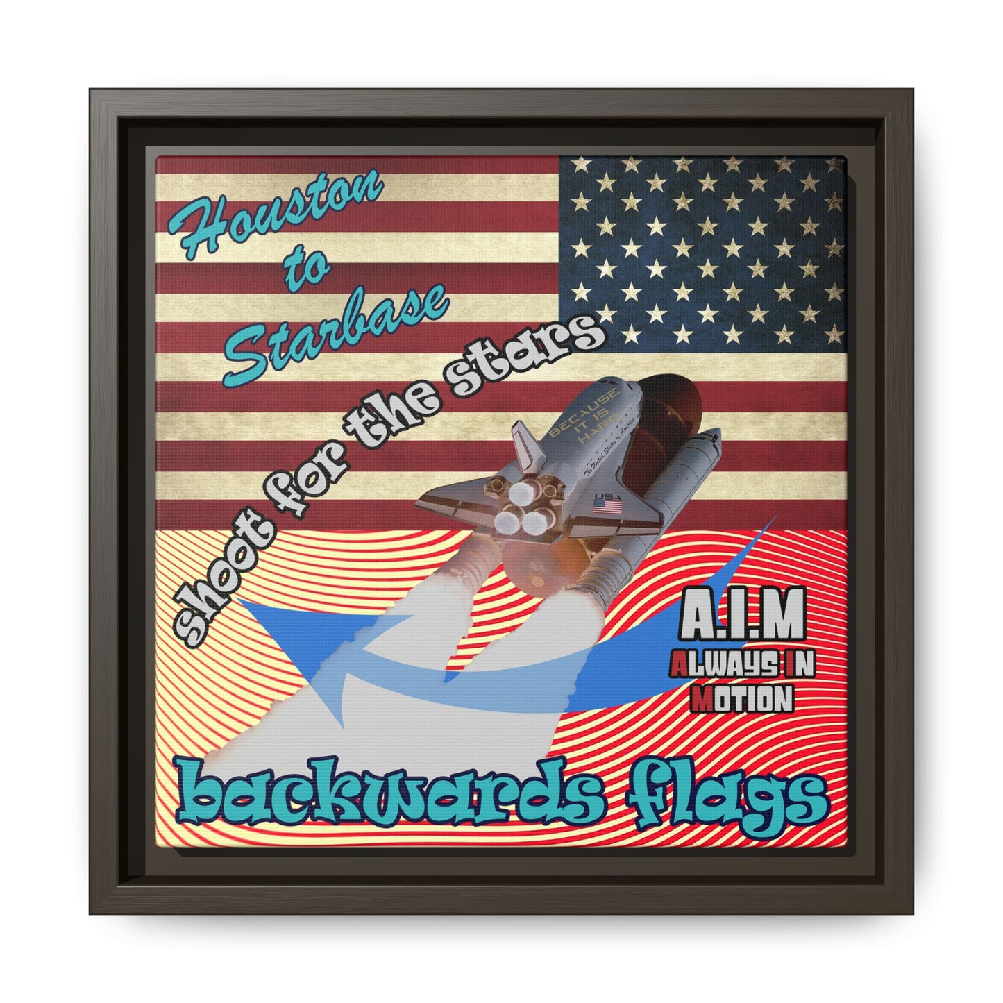 shoot for the stars - framed canvas art (yellow-orange wave)