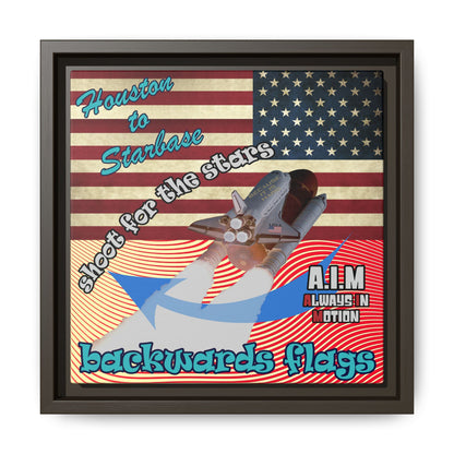 shoot for the stars - framed canvas art (yellow-orange wave)