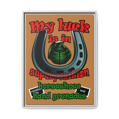 my luck - framed canvas art (light brown)