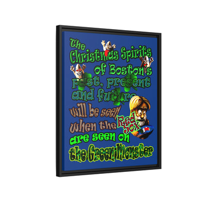christmas spirits of boston - framed canvas art (dark blue)