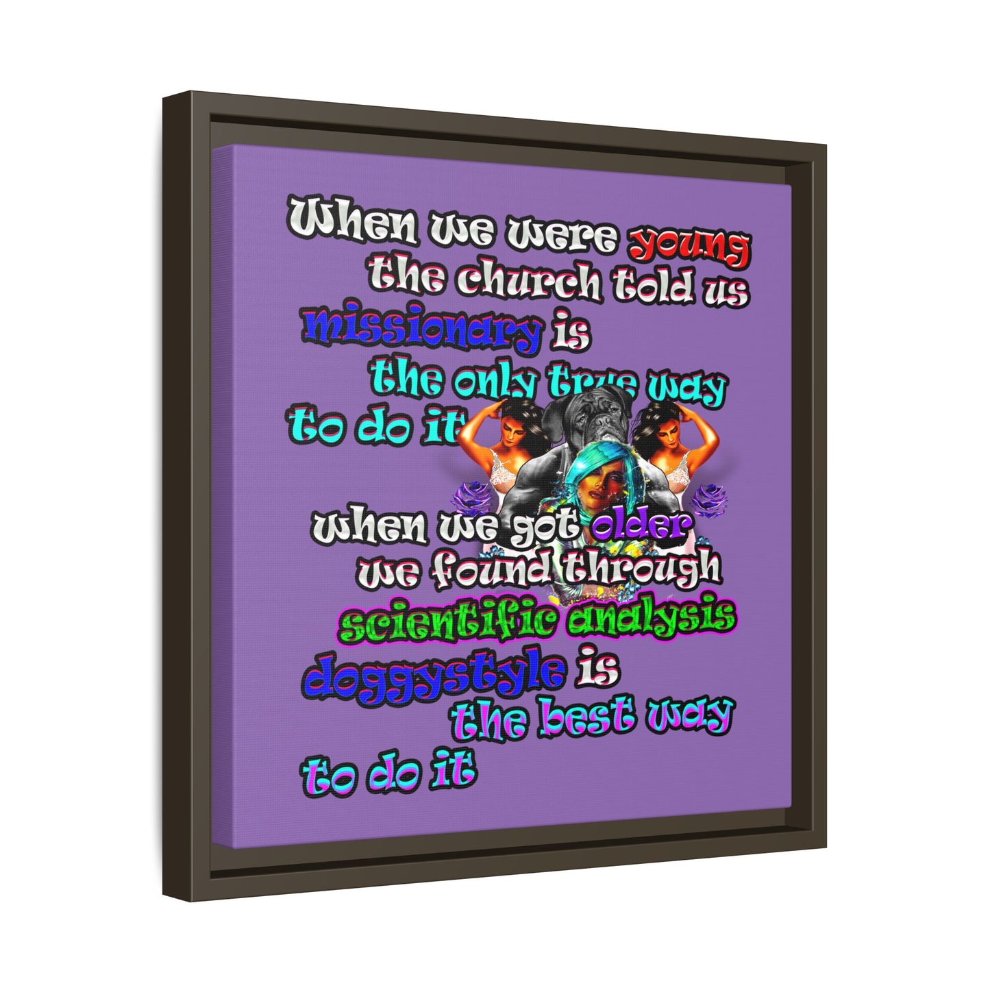 doggystyle - framed canvas art (light purple)